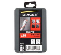 Diager Coffret forets métaux HSS Meule Pro 745D 1-10 / 0,5 mm 19 pièces