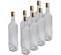 DIAH - Bouteilles de vin en verre avec bouchon à vis - Bordeaux 0,75 l (750 ml) pour la fabrication de vin maison (8 bouchons à vis - Bouteilles de vin transparentes)