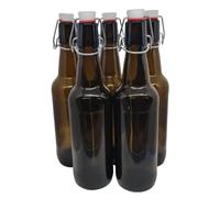 DIAH DO IT AT HOME Lot de 10 bouteilles de bière en verre marron de 500 ml avec bouchon basculant en plastique.
