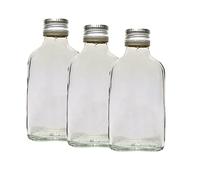 DIAH DO IT AT HOME Lot de 10 bouteilles de poche en verre transparent de 100 ml + bouchons à vis hermétiques argentés - Petites bouteilles de liqueur étanches pour spiritueux, boissons alcoolisées et