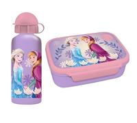 Diakakis Disney La Reine des Neiges Boîte à déjeuner - Boîte à sandwich et bouteille d'eau en aluminium 500 ml - Ensemble repas pour l'école et voyages, sans BPA