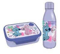 Diakakis Disney Stitch & Angel Ensemble boîte à déjeuner et bouteille d'eau en aluminium sans BPA pour garçons et filles, boîte à sandwich de 800 ml et bouteille de 500 ml pour l'école, les voyages et