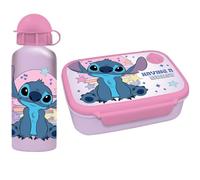 Diakakis Disney Stitch Ensemble boîte à déjeuner pour enfants - Boîte à sandwich et bouteille d'eau en aluminium de 500 ml - Ensemble repas pour l'école, les voyages, sans BPA
