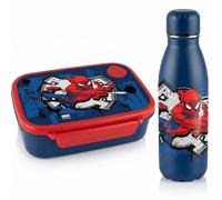 Diakakis Marvel Spiderman Boîte à déjeuner pour enfant et bouteille d'eau en aluminium - Sans BPA - Boîte à sandwich de 800 ml et bouteille d'eau de 500 ml pour l'école, les voyages et les excursions