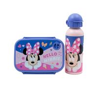 Diakakis Minnie Mouse Ensemble boîte à déjeuner pour enfants - Boîte à sandwich et bouteille d'eau en aluminium de 500 ml - Ensemble repas pour l'école, les voyages, sans BPA