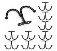 Diakey 10 Pack Under Cabinet Hooks, Double Prong Ceiling Heavy Duty Shelf Coffee Cup Coat Hangers Mug Hooks for Hanging Kitchen Bathroom Wall, Black