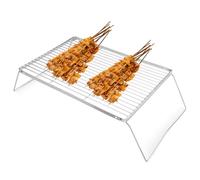Diakey Grille pliable pour feu de camp en acier inoxydable avec hauteur réglable, équipement de cuisson portable pour feu de camp, 40 x 27 x 12,5 cm