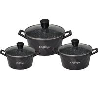 Diamant batterie de cuisine 6 pièces casserole induction fonte d'aluminium set de casseroles marbre noir