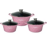 Diamant Batterie de cuisine 6 pièces Casserole induction Fonte d'aluminium Set de casseroles Marbre Pink