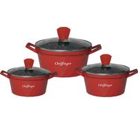 Diamant batterie de cuisine 6 pièces casserole induction fonte d'aluminium set de casseroles marbre rouge