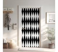 Diamant Géométrie Sticker Mural, Noir Blanc Autocollants De Porte Muraux Décoration Poster Murale, Art Moderne Stickers de Porte Imperméable Vinyle 90x200 cm