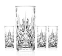 DIAMANTE Chatsworth Hi Ball Lot de 4 gobelets en verre | Parfait pour les longues boissons, les cocktails et l'eau, verres en cristal de qualité supérieure, grands verres en cristal