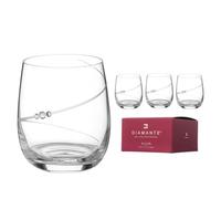 DIAMANTE Lot de 4 verres à whisky en cristal découpés à la main - Ensemble de gobelets courts de qualité supérieure avec motif silhouette - Cocktail, gin tonic, eau ou jus de fruits - Coffret cadeau