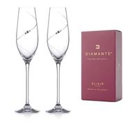 DIAMANTE Paire de flûtes à champagne et prosecco avec motif silhouette taillée à la main ornées de cristaux Swarovski