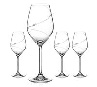 DIAMANTE Verres à vin blanc - Design « Silhouette » découpé à la main et décoré de cristaux - Lot de 4