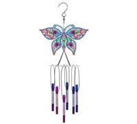 Diamond Art Carillon éolien Papillon avec Base Transparente Double Face et Outils de Perçage pour Décoration Créative Maison ou Extérieur