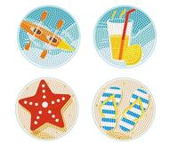 Diamond DOTZ 2594409 Lot de 4 Dessous de Verre Motif Vacances Diamond | Kit de peinture diamant 5D original à faire soi-même, plage et vacances, kit de peinture diamant pour adultes et adolescents