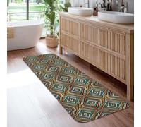 Diamond Tapis de couloir moderne abstrait géométrique vagues sans bleu sarcelle à poils courts en éponge pour cuisine, salle de bain, entrée, table de chevet, 0,6 x 1,8 m