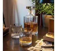 Diamond Whisky Ensemble de 3 pièces de la collection « Broadway » | Coffret 1 carafe en cristal avec 2 verres en cristal dans une luxueuse boîte cadeau doublée de satin