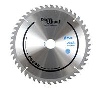 DIAMWOOD - Lame Scie Circulaire Universelle HM pour Bois | Scie Table, Combinée Toupie Scie | Diamètre 250 mm | 48 Dents Alternées Positives | Alésage 30/25,4/20/19/16/15,9 mm | épaisseur 2,8/1,8 mm