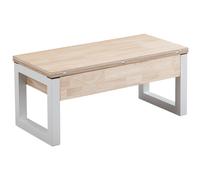DIANA - Table basse relevable et convertible bois et acier blanc L110 Blanc
