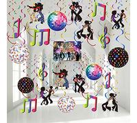 Dianelhall Lot de 53 décorations de fête Disco des années 1970, tourbillons à Suspendre au Plafond, pour fête d'anniversaire Hippie