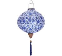 Dianzan Lanterne Ronde Chinoise en Porcelaine Bleue Blanche, Lanterne Orientale Chinoise Suspendue, Décoration pour Fête De Mariage, Fête du Printemps