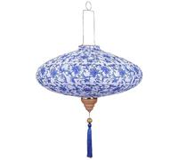 Dianzan Lanterne Ronde Chinoise en Porcelaine Bleue Blanche, Lanterne Orientale Chinoise Suspendue, Décoration pour Fête De Mariage, Fête du Printemps
