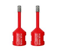 DIATOOL Forets Diamantés Brasé Sous Vide avec Connexion M14 Diamant Hauteur 10MM pour Carrelage Céramique Granit Pierre Diamètre 6mm Un paquet de 2