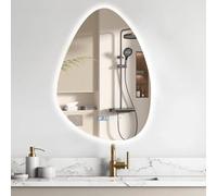 Dibaful Miroir de salle de bain 500 x 700 mm avec éclairage à intensité variable 3000 K 4000 K 6500 K | Miroir de salle de bain avec interrupteur tactile anti-buée fonction minuterie | IP44 étanche