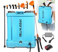 Dibaful Pulvérisateur à pression électrique sans fil 16 l avec batterie 21 V 2000 mAh réglable 0-100 PSI 7 bar | Compatible avec batterie 18 V avec 6 buses pour pulvérisateur de jardin, pulvérisateur