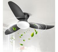 Dibaful Ventilateur de plafond 100cm avec éclairage, plafonnier LED 46W | Ventilateurs de plafond avec télécommande, variateur d'intensité 6 vitesses, pour chambre, salon, salle à manger Noir