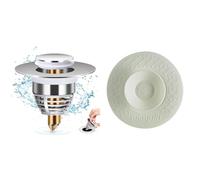 Diboniur Bonde Lavabo Universel, Bouchon de Vidange Amélioré, Pull Type Bonde Evier & Wirquin 30722337 Bouchon et Filtre Universel Uppy adapté aux évacuations évier, lavabo, Baignoire