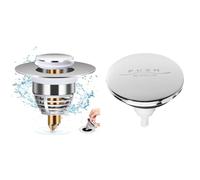 Diboniur Bonde Lavabo Universel, Bouchon de Vidange Amélioré, Pull Type Bonde Evier & Wirquin 30724024 Clapet en INOX pour bonde Quick-Clac de Baignoire, chromé