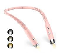 Diboniur Lampe de Lecture de Cou, Lampe lecture Rechargeable au lit, 3 Couleurs et 3 Niveaux de Luminosité Réglables, Pliable à 360°, Liseuse LED USB pour Voyager, Tricoter, Camping (Rose)