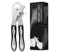 Diboniur Ouvre Boite de Conserve, 3 en 1 Ouvre Boite Manuel à Bord Lisse, Acier Inoxydable Robuste (Noir)