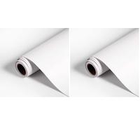 Diboniur Papier Adhesif pour Meuble, 40 x 300 cm Blanc Mat, Rouleau Adhesif Film Autocollant Adhesif Stickers pour Meuble Cuisine Comptoirs Papier Peint (Lot de 2)