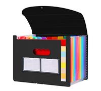 Diboniur Range Document Bureau, Rangement Papier Administratif, Classeur Trieur 12 Compartiments, Extensible A4 Trieur Document avec Couvercle, Dossiers de Fichiers Accordéon Organiseur (Noir)