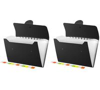 Diboniur Trieur 12 Compartiments A4, Trieur Document Rangement Papier Administratif, Extensible Classeur A4 Range Document Bureau, Dossiers de Fichiers Accordéon Organiseur (Noir) (Lot de 2)