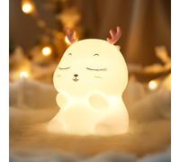 Diboniur Veilleuse Bébé Cerf Veilleuse Enfant Rechargeable avec 7 Couleurs, Tactile Silicone Lampe de Chevet