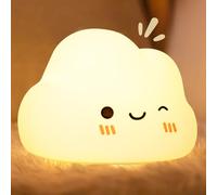 Diboniur Veilleuse Bébé Nuage Rechargeable, 7 Couleurs, 3 Intensités | Veilleuse enfant, silicone souple, commande par tapotement, minuterie 30 min pour allaitement et chambre d’enfant