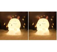 Diboniur Veilleuse Enfant Rechargeable Veilleuse Bébé Lampe, 7 Couleurs LED Veilleuse Filles, Silicone Lampe de Chevet Tactile pour Enfants Adulte Chambre Décoration Nouveau-né (Cerf) (Lot de 2)