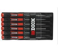 Dick 2160142-2K 6-piece needle file set with black/red handles, 140 mm, 2 cuts, Length 140 mm 1 Set