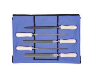 Dick Dick Jeu de limes universelles 5 pièces, dans une trousse taille 2, avec manche en bois, Longueur sans queue: 200 mm Quantité:5