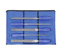 Jeu de limes polyvalentes Dick, 5 pièces, dans une trousse à roulettes. Cote 3, longueur sans tige : 250 mm. 5 pièces