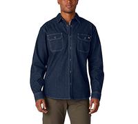 Dickies Flex Long Sleeve Shirt Chemise à Bouton Bas, Denim foncé délavé, XL Homme