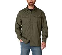 Dickies Flex Ripstop Long Sleeve Shirt Chemise à Bouton Bas, Vert Militaire, M Homme