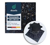 diconfa 55x Pads de terrasse 200x200mm, 3mm - ÉPAISSEUR 3mm à 20mm - QUANTITÉ 1 à 300 pièces - Dalle en Caoutchouc Construction de terrasses imperméable - terrasses en Bois + Support de Dalle