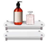 DICOSMETIC Lot de 2 dessous de verre de terre de diatomées absorbant l'eau Plateau de séchage en pierre blanche pour lavabo de salle de bain 28 x 12 cm Design rainuré Étagère de salle de bain pour