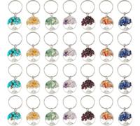 DICOSMETIC Lot de 28 porte-clés en pierres précieuses 7 styles Arbre de Vie Porte-clés Pierre précieuse naturelle Porte-clés 5,4 cm Pierres Chakra Porte-clés Arbre Porte-clés pour sac à main